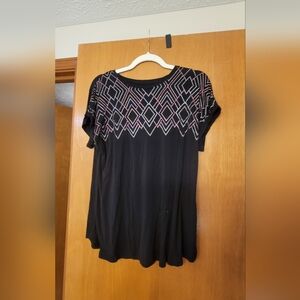 Apt. 9 Black Top with Pink Geometric Design